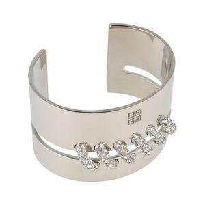 Givenchy Stitch Cuff Bracelet In Metal With Crystals Silver Womens